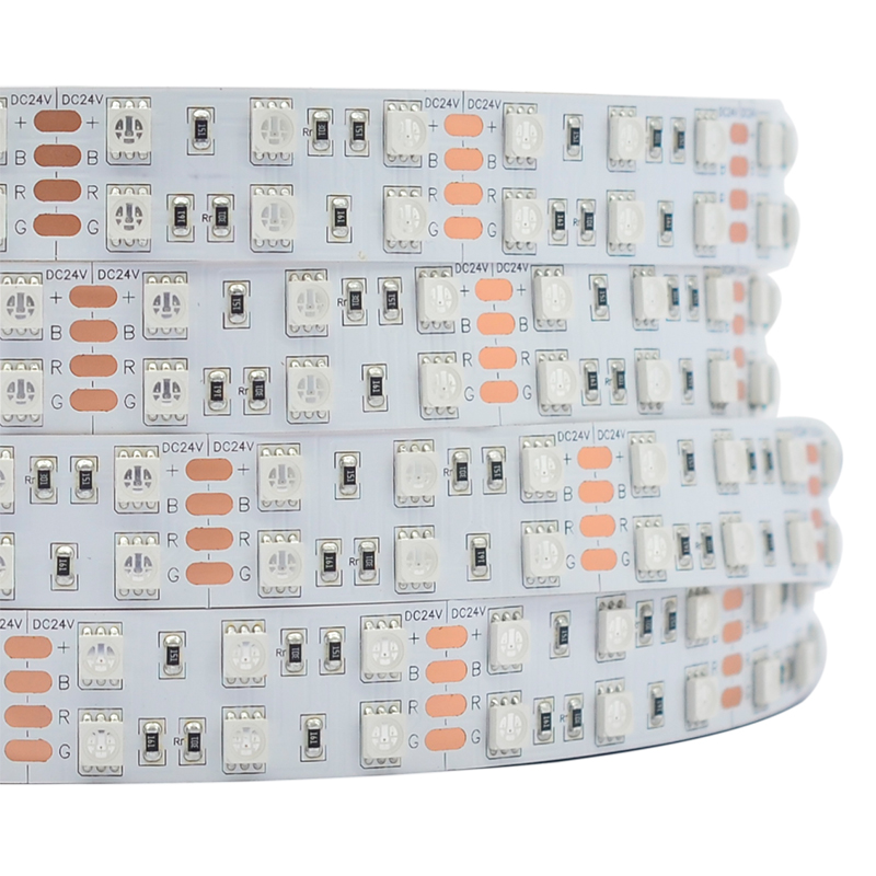 Dual Row RGB LED Strip Lights - 12V/24V Bright LED Lights - 120LEDs/m High Density